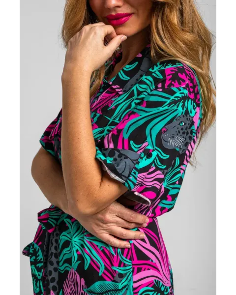 Camisero safari Nocturna Lolina | Vestido Midi Panteras