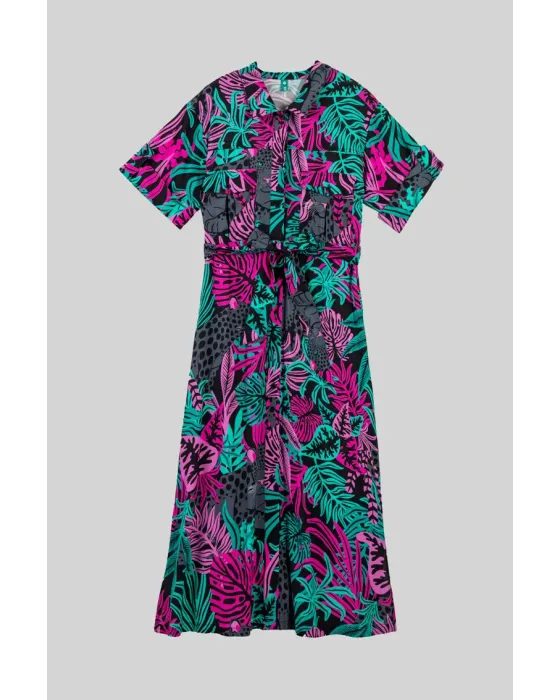 Camisero safari Nocturna Lolina | Vestido Midi Panteras