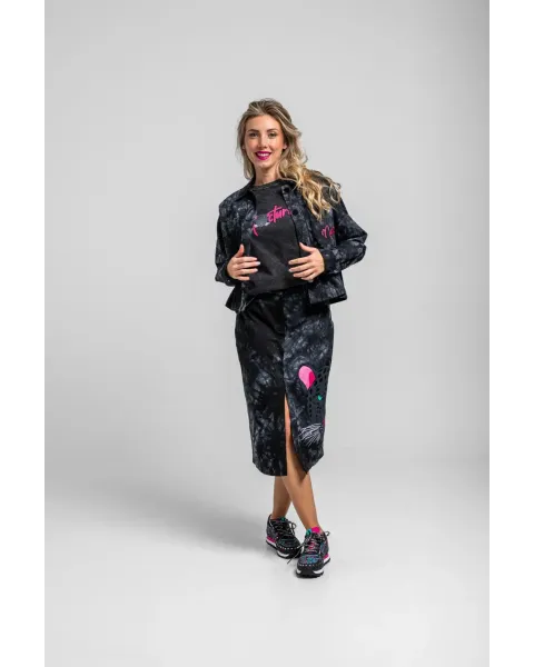 Falda Midi Jeans Nocturna Lolina | Denim Tie Dye Pantera