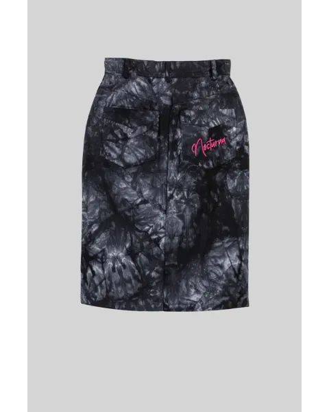 Falda Midi Jeans Nocturna Lolina | Denim Tie Dye Pantera