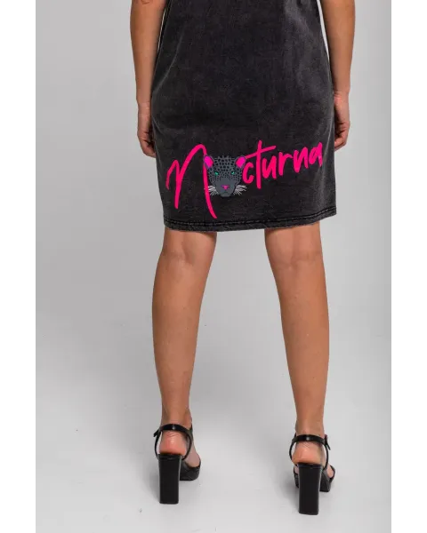 Vestido corto Nocturna Lolina | Negro Ácido con Pantera
