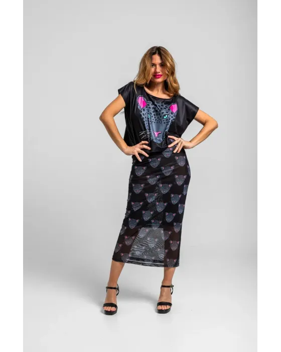 Camiseta Nocturna Lolina | Top Crop Oversize Panteras