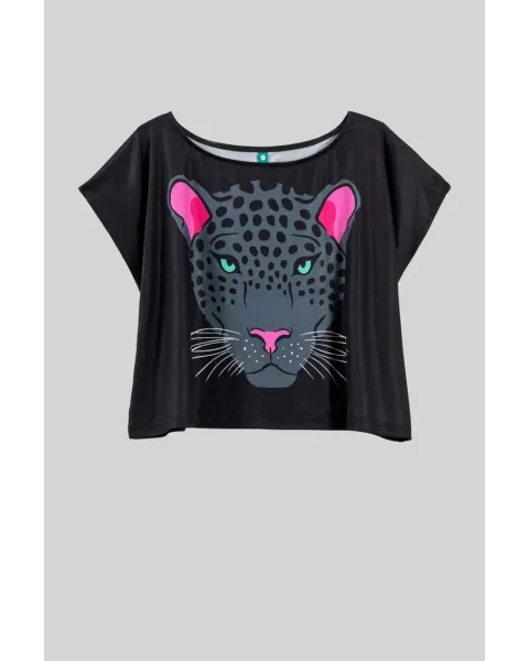 Camiseta Nocturna Lolina | Top Crop Oversize Panteras