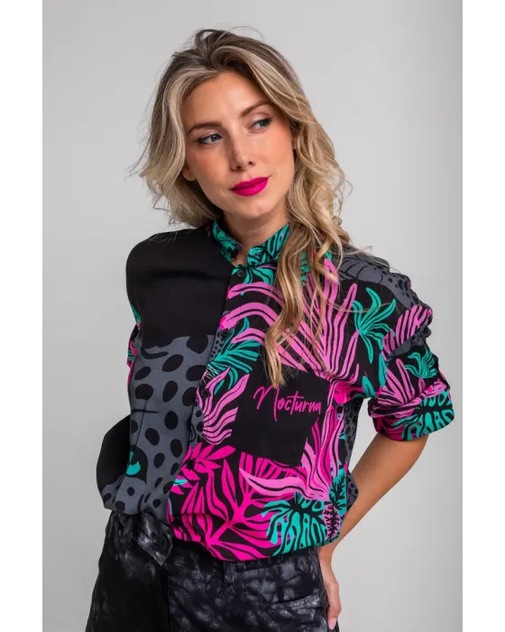 Camisa safari Nocturna Lolina | Camisa Viscosa Panteras