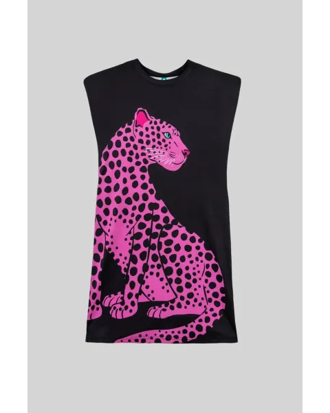 Vestido Pink Panther Lolina | Negro Elástico con Hombreras