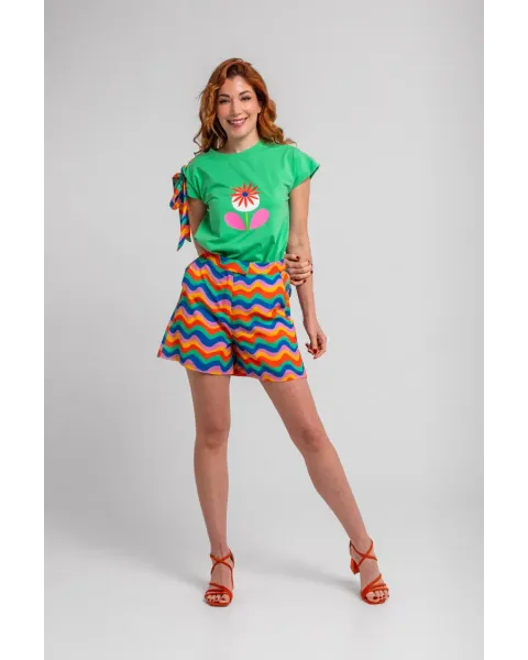 Short sastre Échate flores Lolina | Ondas Multicolor