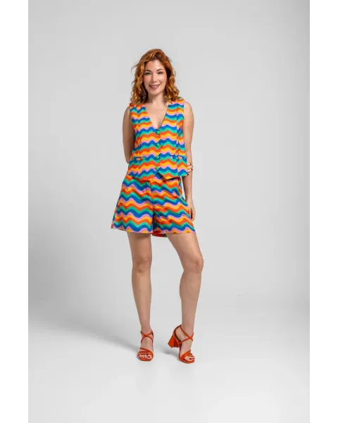 Short sastre Échate flores Lolina | Ondas Multicolor