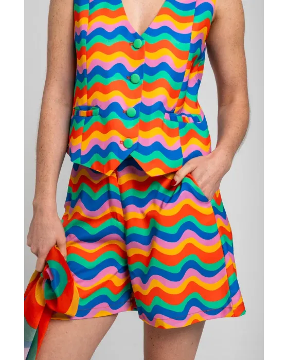 Short sastre Échate flores Lolina | Ondas Multicolor