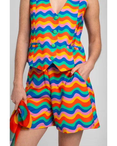 Short sastre Échate flores Lolina | Ondas Multicolor