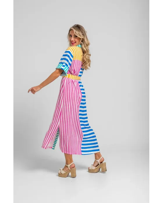 Camisero safari Dolce vita Lolina | Rayas Combinadas Midi 2