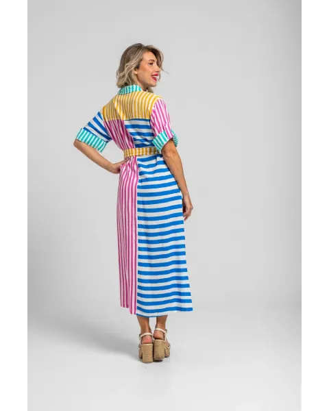 Camisero safari Dolce vita Lolina | Rayas Combinadas Midi
