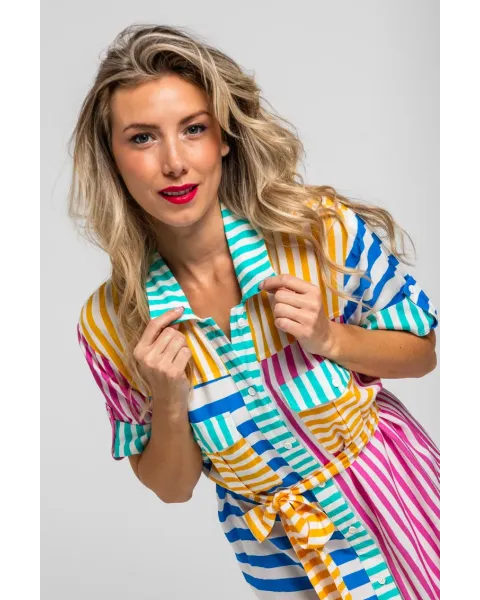 Camisero safari Dolce vita Lolina | Rayas Combinadas Midi