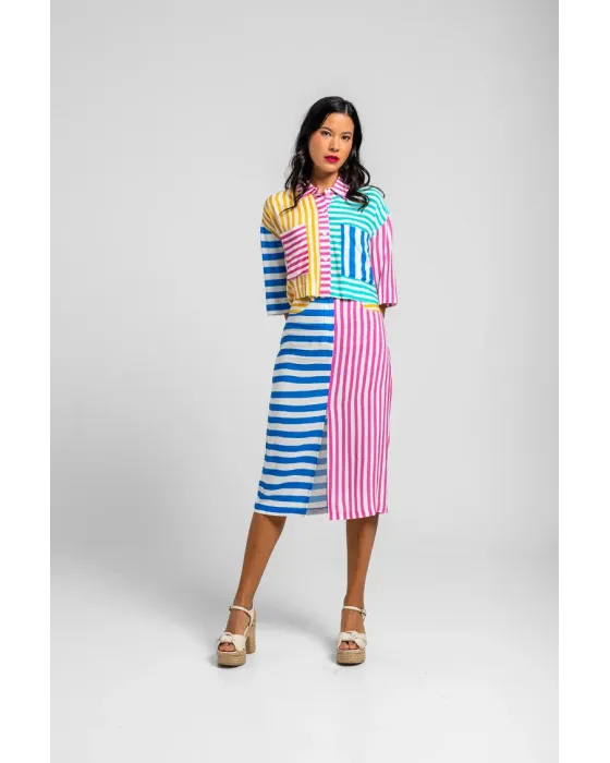 Falda Midi Dolce vita Lolina | Rayas Combinadas