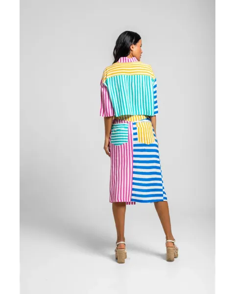 Falda Midi Dolce vita Lolina | Rayas Combinadas