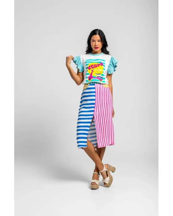 Falda Midi Dolce vita Lolina | Rayas Combinadas