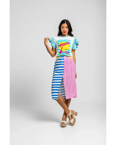 Falda Midi Dolce vita Lolina | Rayas Combinadas