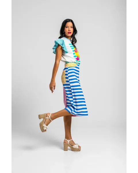 Falda Midi Dolce vita Lolina | Rayas Combinadas