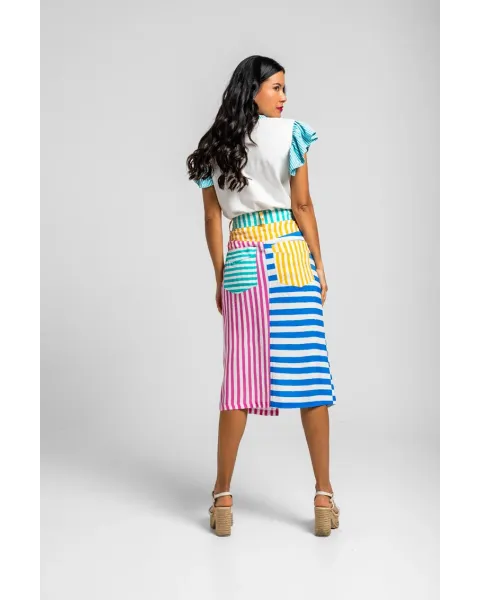 Falda Midi Dolce vita Lolina | Rayas Combinadas