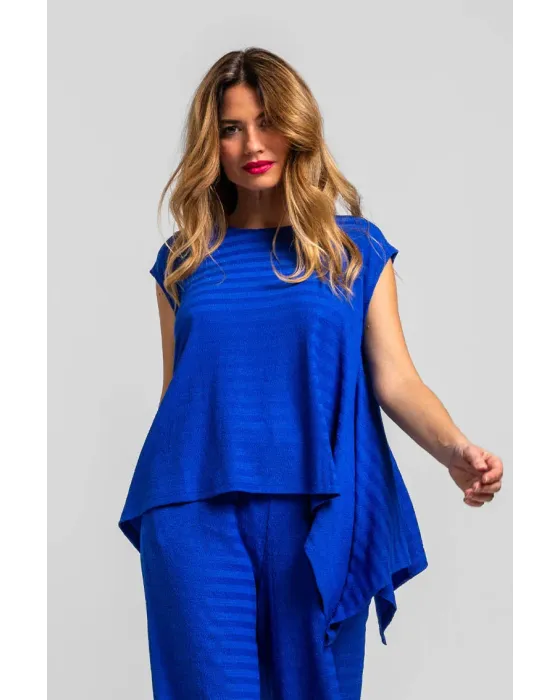 Blusa asimétrica OUT OFF CANON Lolina | Azul Picos laterales