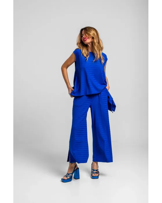 Blusa asimétrica OUT OFF CANON Lolina | Azul Picos laterales