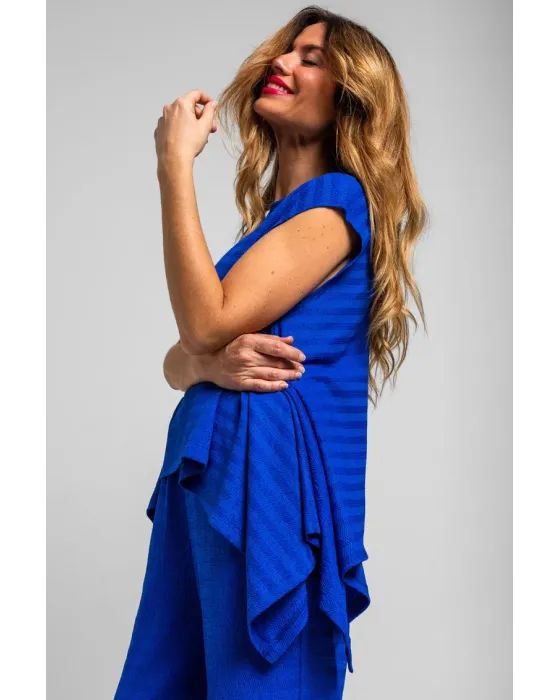 Blusa asimétrica OUT OFF CANON Lolina | Azul Picos laterales
