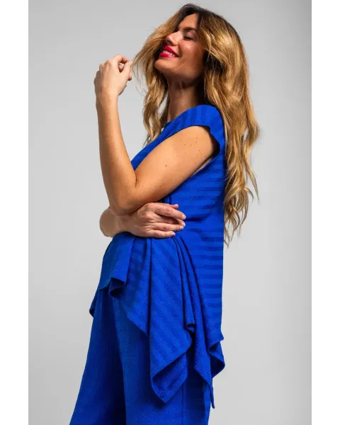 Blusa asimétrica OUT OFF CANON Lolina | Azul Picos laterales