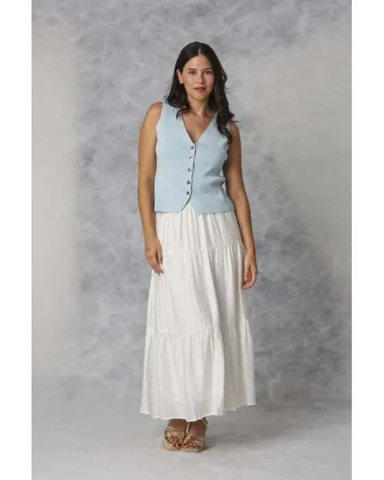 Falda Amichi Blanco | Maxi Skirt Bohemia Volantes