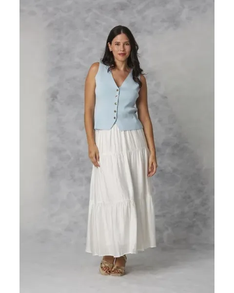 Falda Amichi Blanco | Maxi Skirt Bohemia Volantes