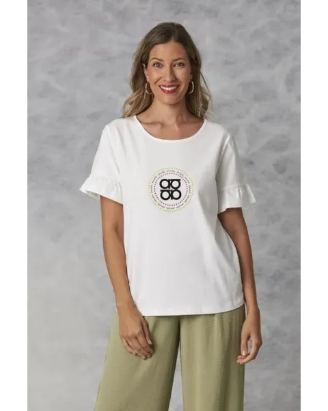 Camiseta Amichi Blanca | Volantes Mangas y Logotipo Color
