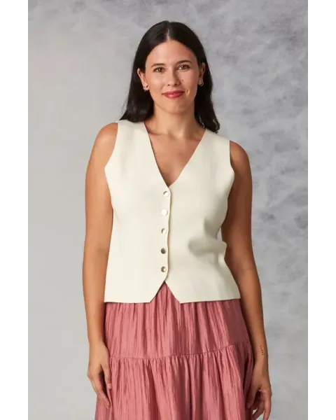 Chaleco Amichi Marfil | Top Sastre Boho-Chic con Botones