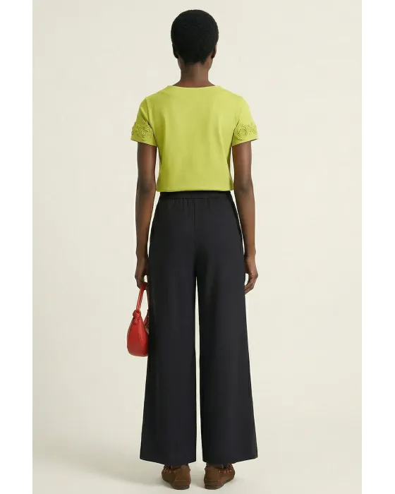 Pantalón Lolitas&L Negro Palazzo | Cintura Elástica Talle Alto 2