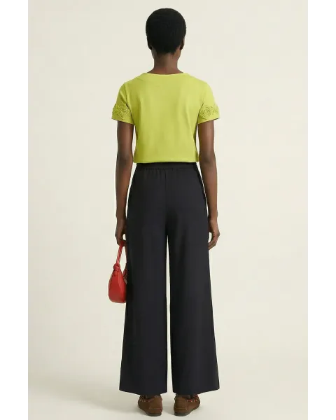 Pantalón Lolitas&L Negro Palazzo | Cintura Elástica Talle Alto