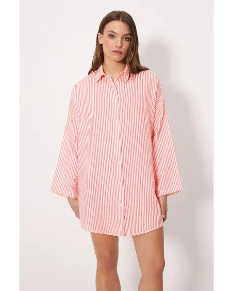 Camisa Larga Bambula Rosa Ysabel Mora | Vestido Playa Rayas