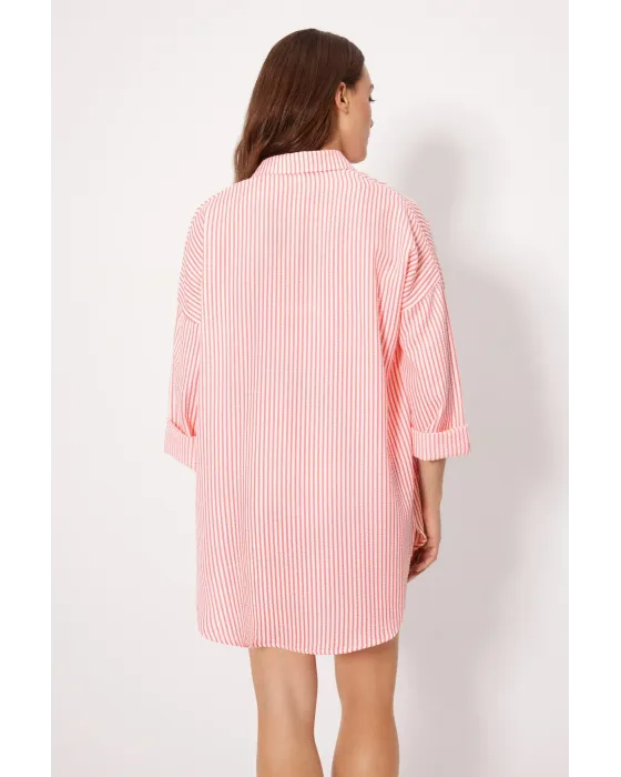 Camisa Larga Bambula Rosa Ysabel Mora | Vestido Playa Rayas