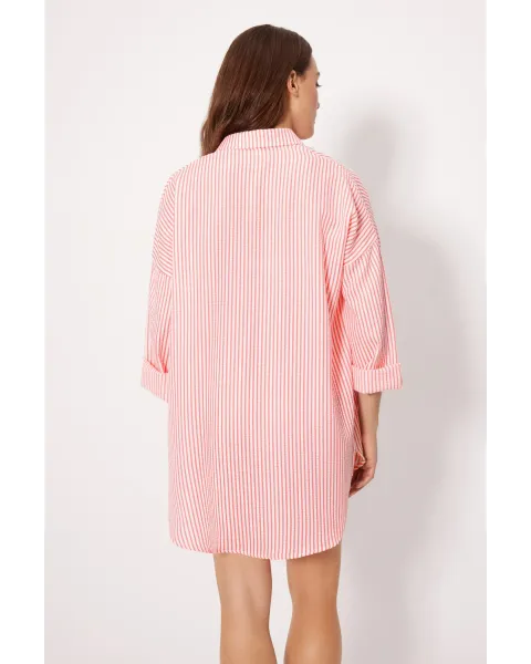 Camisa Larga Bambula Rosa Ysabel Mora | Vestido Playa Rayas