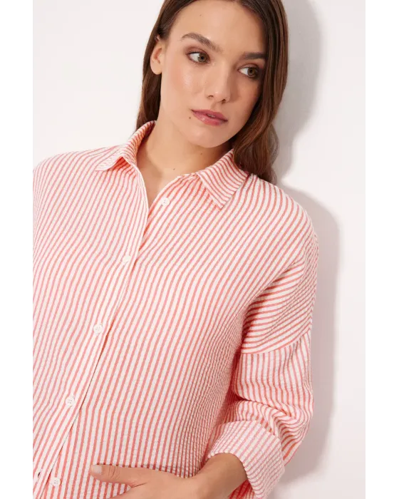 Camisa Larga Bambula Rosa Ysabel Mora | Vestido Playa Rayas