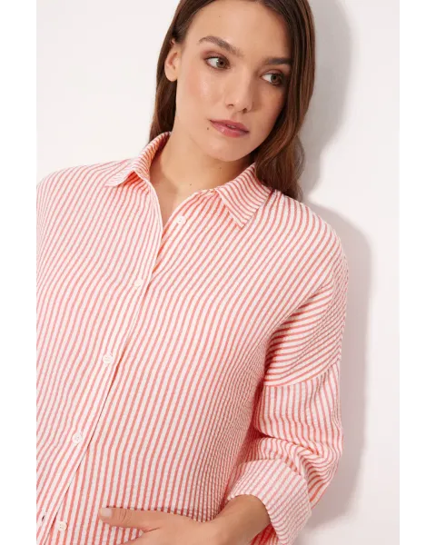 Camisa Larga Bambula Rosa Ysabel Mora | Vestido Playa Rayas