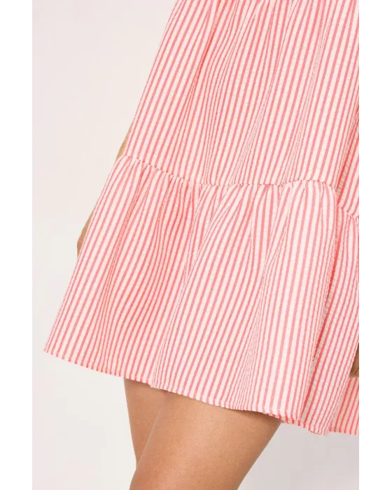 Vestido Corto Paneles Rosa Ysabel Mora | Bambula Rayas