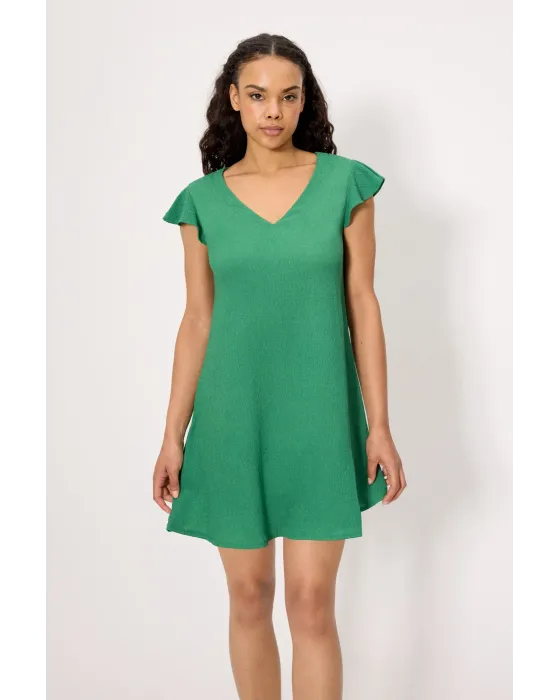 Vestido Corto Tropical Green Ysabel Mora | Detalles en Manga
