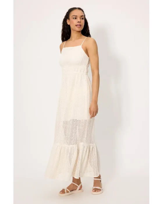 Vestido Largo Calado Marfil Ysabel Mora | Forro Interior