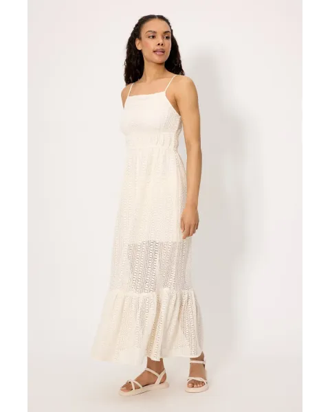 Vestido Largo Calado Marfil Ysabel Mora | Forro Interior