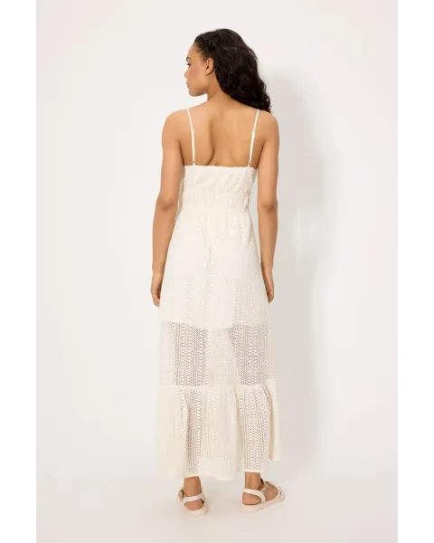 Vestido Largo Calado Marfil Ysabel Mora | Forro Interior