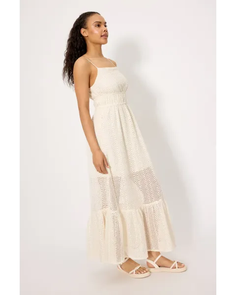 Vestido Largo Calado Marfil Ysabel Mora | Forro Interior