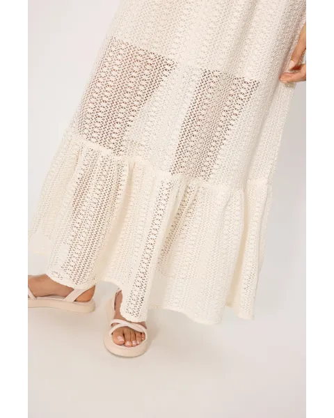 Vestido Largo Calado Marfil Ysabel Mora | Forro Interior