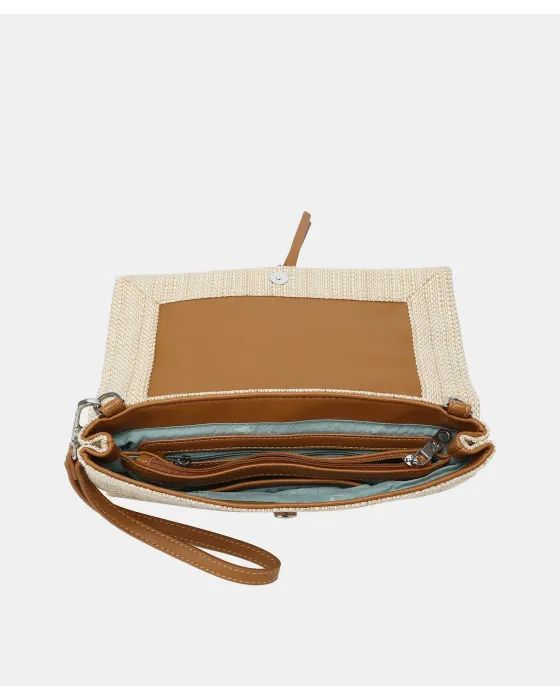 Bolso de Mano Pepe Moll Thalia Sand | Clutch Efecto Natural