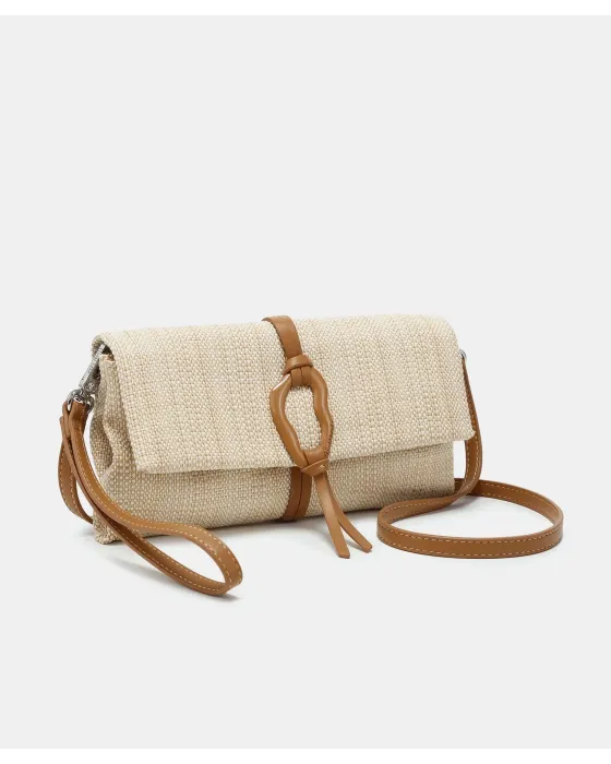 Bolso de Mano Pepe Moll Thalia Sand | Clutch Efecto Natural