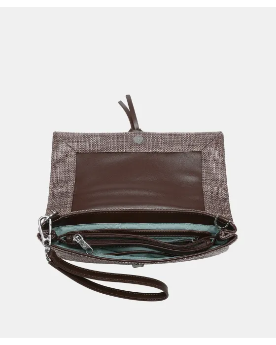 Bolso de Mano Pepe Moll Thalia Marrón | Clutch Efecto Fibra