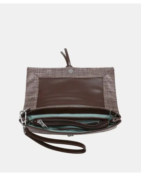 Bolso de Mano Pepe Moll Thalia Marrón | Clutch Efecto Fibra