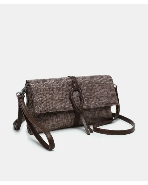 Bolso de Mano Pepe Moll Thalia Marrón | Clutch Efecto Fibra