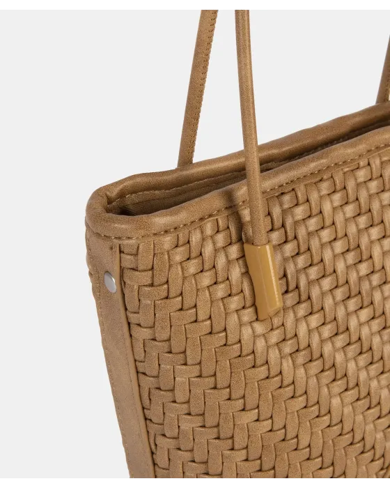 Bolso de Hombro Trenzado Pepe Moll Katie Sand | Doble Asa